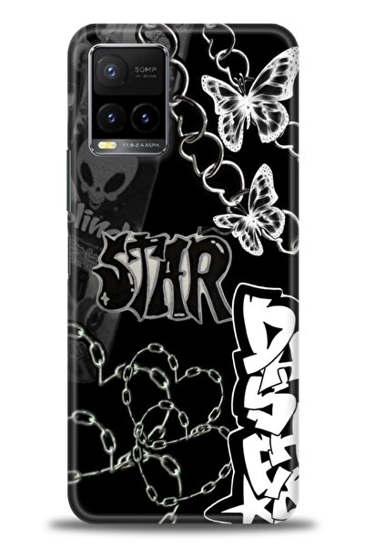 Rulet Aksesuar جراب سيليكون متوافق مع هاتف Vivo Y21S HD مطبوع + واقي شاشة سير...