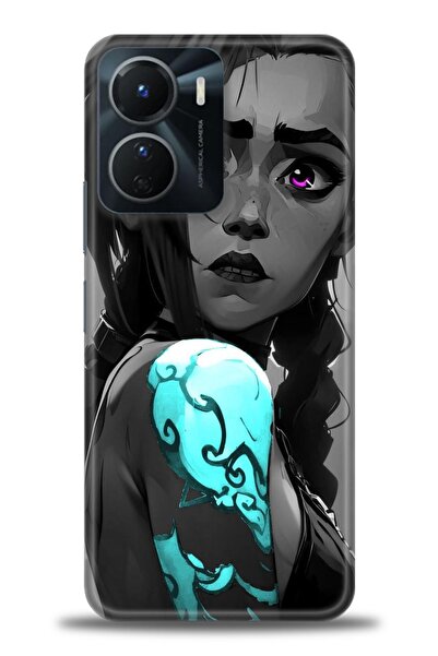 Rulet Aksesuar جراب سيليكون متوافق مع هاتف Vivo Y16 HD مطبوع + واقي شاشة سيرا...