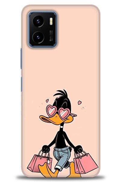 Rulet Aksesuar جراب سيليكون متوافق مع هاتف Vivo Y15S HD مطبوع + واقي شاشة سير...