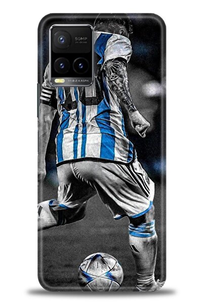 Rulet Aksesuar جراب سيليكون متوافق مع هاتف Vivo Y21 HD مطبوع + واقي شاشة سيرا...