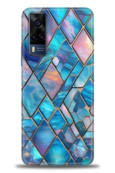 Rulet Aksesuar جراب سيليكون متوافق مع هاتف Vivo Y53S HD مطبوع + واقي شاشة سير...