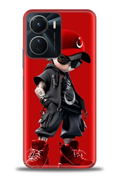 Rulet Aksesuar جراب سيليكون متوافق مع هاتف Vivo Y16 HD مطبوع + واقي شاشة سيرا...