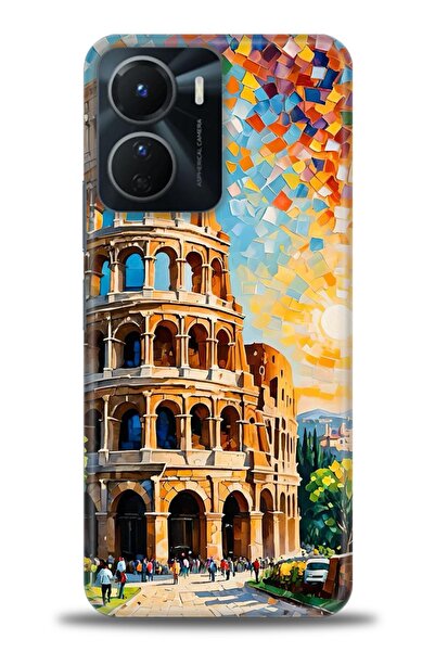 Rulet Aksesuar جراب سيليكون متوافق مع هاتف Vivo Y16 HD مطبوع + واقي شاشة سيرا...