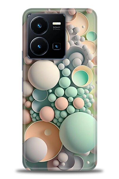 Rulet Aksesuar جراب سيليكون متوافق مع هاتف Vivo Y35 HD مطبوع + واقي شاشة سيرا...