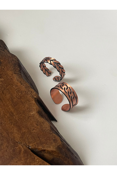 Rupen Kraft 100% copper handmade 2-piece design unisex copper ring adjustable...