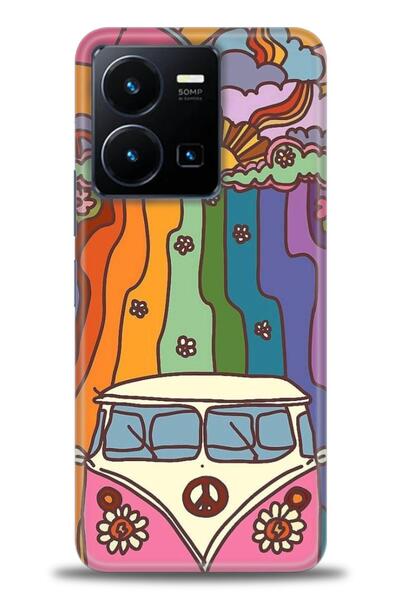 Rulet Aksesuar جراب سيليكون متوافق مع هاتف Vivo Y35 HD مطبوع + واقي شاشة سيرا...