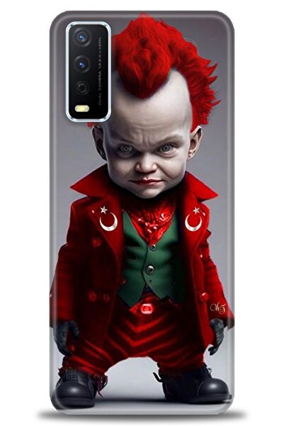 Rulet Aksesuar جراب سيليكون متوافق مع هاتف Vivo Y20 HD مطبوع + واقي شاشة سيرا...