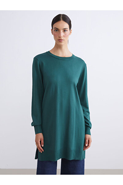 LC Waikiki Green Crew Neck Women's Knitwear Tunic