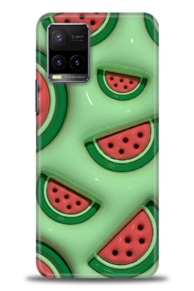 Rulet Aksesuar جراب سيليكون متوافق مع هاتف Vivo Y21S HD مطبوع + واقي شاشة سير...