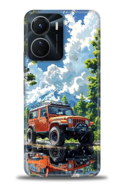 Rulet Aksesuar جراب سيليكون متوافق مع هاتف Vivo Y16 HD مطبوع + واقي شاشة سيرا...