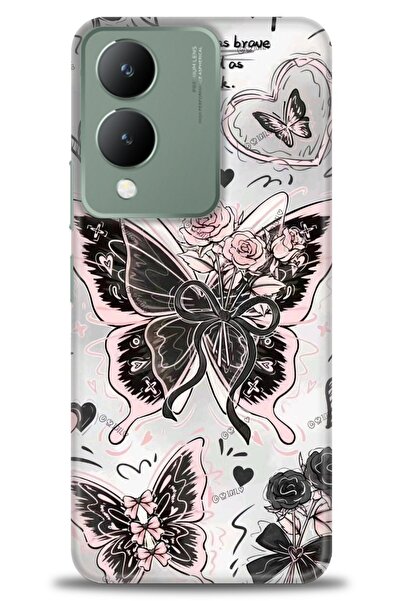 Rulet Aksesuar جراب سيليكون متوافق مع هاتف Vivo Y17S HD مطبوع + واقي شاشة سير...