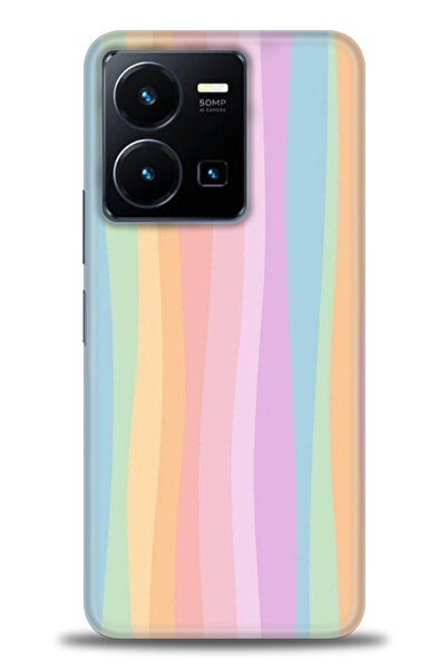 Rulet Aksesuar جراب سيليكون متوافق مع هاتف Vivo Y35 HD مطبوع + واقي شاشة سيرا...