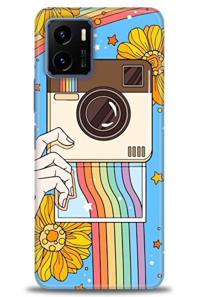 Rulet Aksesuar جراب سيليكون متوافق مع هاتف Vivo Y15S HD مطبوع + واقي شاشة سير...