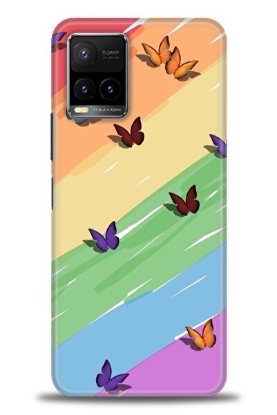 Rulet Aksesuar جراب سيليكون متوافق مع هاتف Vivo Y33S HD مطبوع + واقي شاشة سير...