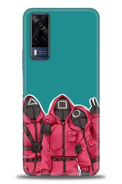 Rulet Aksesuar جراب سيليكون متوافق مع هاتف Vivo Y51 HD مطبوع + واقي شاشة سيرا...