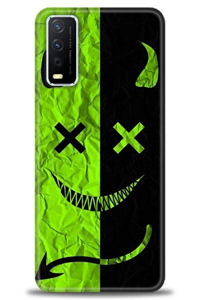 Rulet Aksesuar جراب سيليكون متوافق مع هاتف Vivo Y20 HD مطبوع + واقي شاشة سيرا...