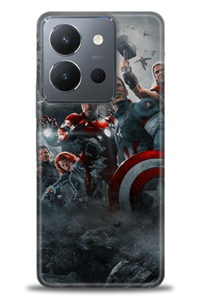 Rulet Aksesuar جراب سيليكون متوافق مع هاتف Vivo Y36 HD مطبوع + واقي شاشة سيرا...