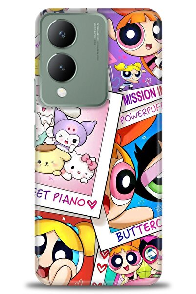 Rulet Aksesuar جراب سيليكون متوافق مع هاتف Vivo Y17S HD مطبوع + واقي شاشة سير...