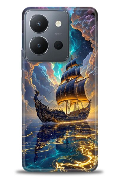 Rulet Aksesuar جراب سيليكون متوافق مع هاتف Vivo Y36 HD مطبوع + واقي شاشة سيرا...