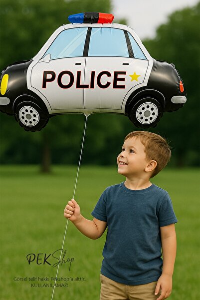 PEKSHOP Polis Arabası Folyo Balon Polis Arabası Şekilli Balon