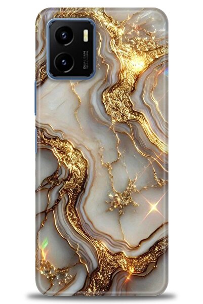 Rulet Aksesuar جراب سيليكون متوافق مع هاتف Vivo Y15S HD مطبوع + واقي شاشة سير...