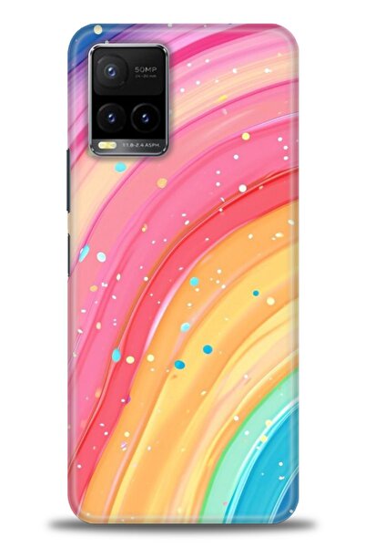 Rulet Aksesuar جراب سيليكون متوافق مع هاتف Vivo Y21S HD مطبوع + واقي شاشة سير...