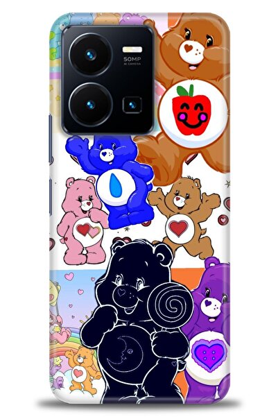 Rulet Aksesuar جراب سيليكون متوافق مع هاتف Vivo Y22S HD مطبوع + واقي شاشة سير...