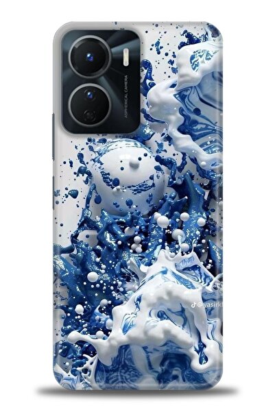 Rulet Aksesuar جراب سيليكون متوافق مع هاتف Vivo Y16 HD مطبوع + واقي شاشة سيرا...