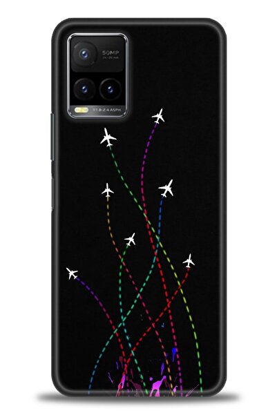 Rulet Aksesuar جراب سيليكون متوافق مع هاتف Vivo Y21S HD مطبوع + واقي شاشة سير...