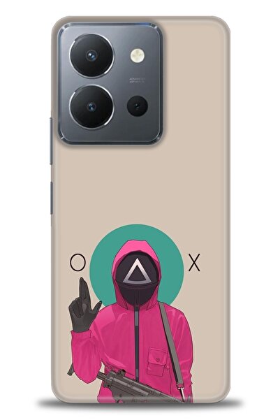 Rulet Aksesuar جراب سيليكون متوافق مع هاتف Vivo Y36 HD مطبوع + واقي شاشة سيرا...