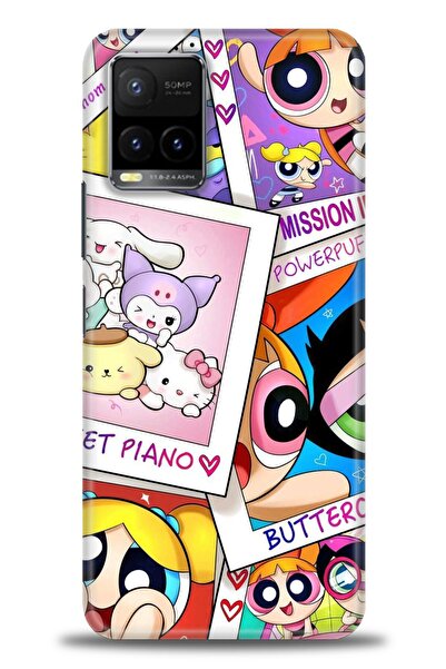 Rulet Aksesuar جراب سيليكون متوافق مع هاتف Vivo Y33S HD مطبوع + واقي شاشة سير...