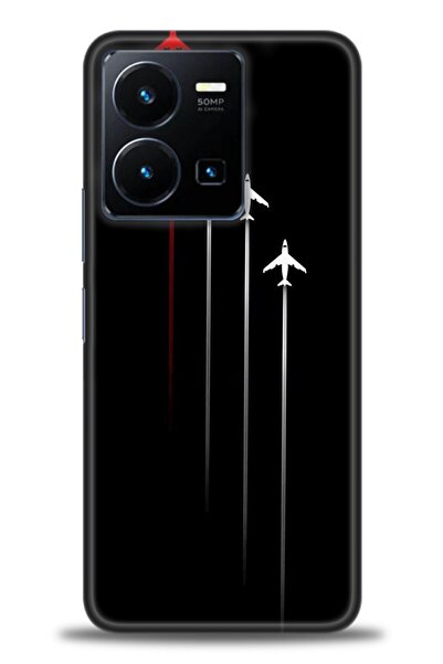 Rulet Aksesuar جراب سيليكون متوافق مع هاتف Vivo Y35 HD مطبوع + واقي شاشة سيرا...