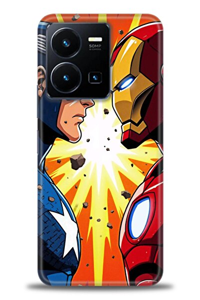 Rulet Aksesuar جراب سيليكون متوافق مع هاتف Vivo Y35 HD مطبوع + واقي شاشة سيرا...