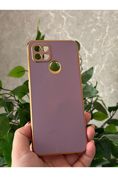 Hatreds Oppo A15 ve Oppo A15S Kılıf Gold Kenarlı Kamera Koruma Çıkıntılı Parl...