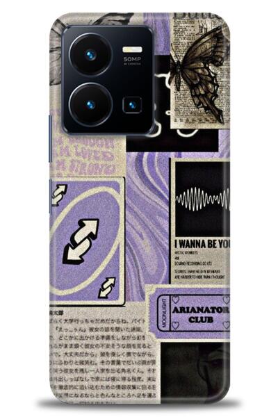 Rulet Aksesuar جراب سيليكون متوافق مع هاتف Vivo Y22S HD مطبوع + واقي شاشة سير...