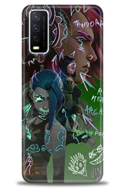 Rulet Aksesuar جراب سيليكون متوافق مع هاتف Vivo Y20S HD مطبوع + واقي شاشة سير...