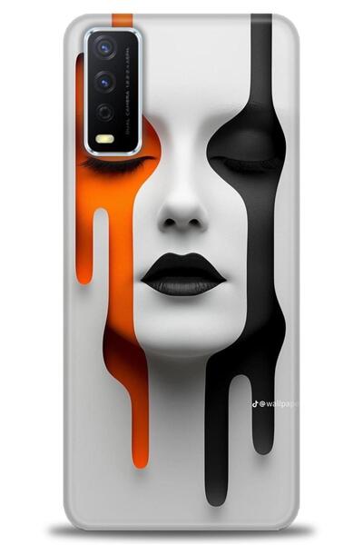 Rulet Aksesuar جراب سيليكون متوافق مع هاتف Vivo Y20S HD مطبوع + واقي شاشة سير...