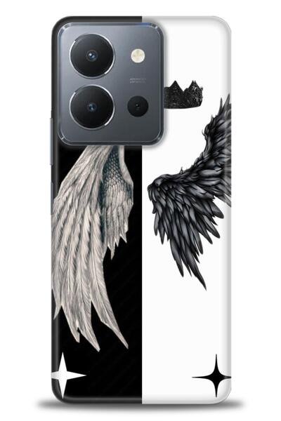 Rulet Aksesuar جراب سيليكون متوافق مع هاتف Vivo Y36 HD مطبوع + واقي شاشة سيرا...