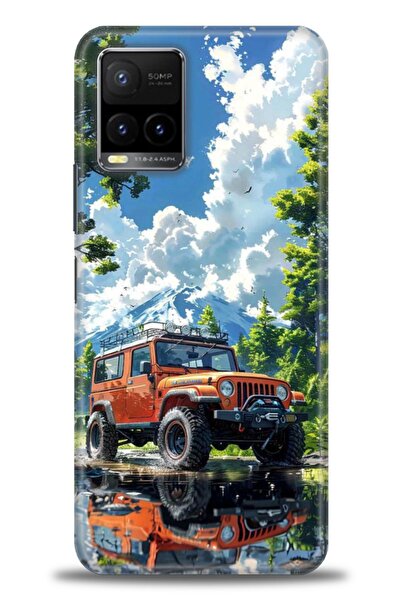 Rulet Aksesuar جراب سيليكون متوافق مع هاتف Vivo Y33S HD مطبوع + واقي شاشة سير...