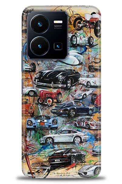 Rulet Aksesuar جراب سيليكون متوافق مع هاتف Vivo Y22S HD مطبوع + واقي شاشة سير...