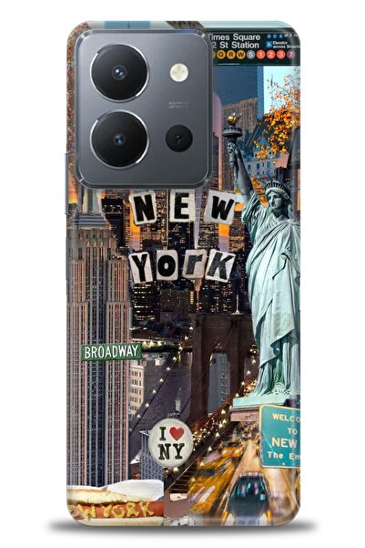 Rulet Aksesuar جراب سيليكون متوافق مع هاتف Vivo Y36 HD مطبوع + واقي شاشة سيرا...