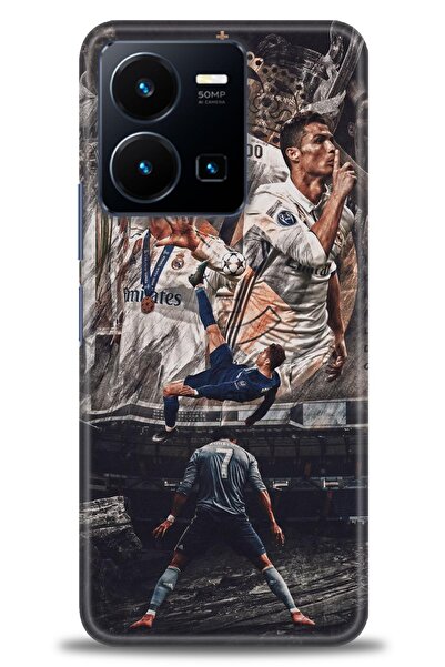 Rulet Aksesuar حافظة سيليكون متوافقة مع هاتف Vivo Y22S HD مطبوع + واقي شاشة م...