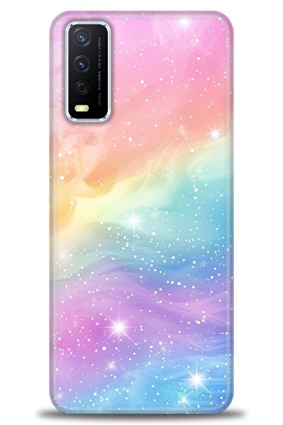 Rulet Aksesuar جراب سيليكون متوافق مع هاتف Vivo Y20 HD مطبوع + واقي شاشة سيرا...