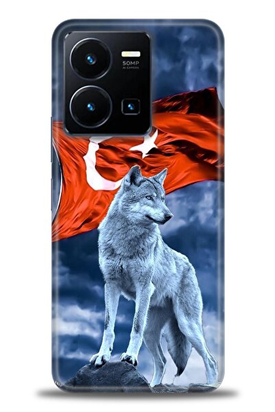 Rulet Aksesuar جراب سيليكون متوافق مع هاتف Vivo Y35 HD مطبوع + واقي شاشة سيرا...