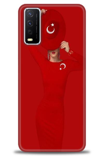 Rulet Aksesuar جراب سيليكون متوافق مع هاتف Vivo Y11S HD مطبوع + واقي شاشة سير...