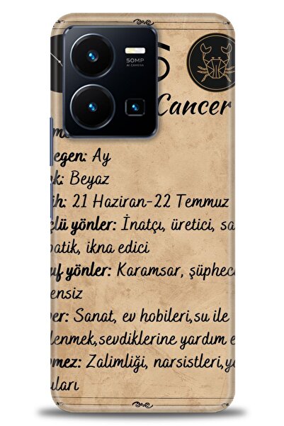 Rulet Aksesuar جراب سيليكون متوافق مع هاتف Vivo Y22S HD مطبوع + واقي شاشة سير...