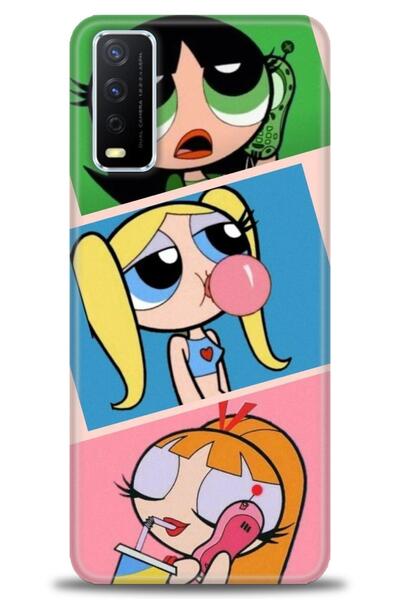 Rulet Aksesuar جراب سيليكون متوافق مع هاتف Vivo Y20S HD مطبوع + واقي شاشة سير...