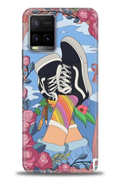 Rulet Aksesuar جراب سيليكون متوافق مع هاتف Vivo Y21S HD مطبوع + واقي شاشة سير...