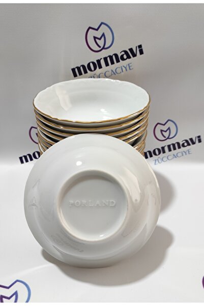 Porland Porcelain Gold Gilt 12 Pieces 13 cm Small Soup Bowl (1 Piece Napoli Knife as a Gift)