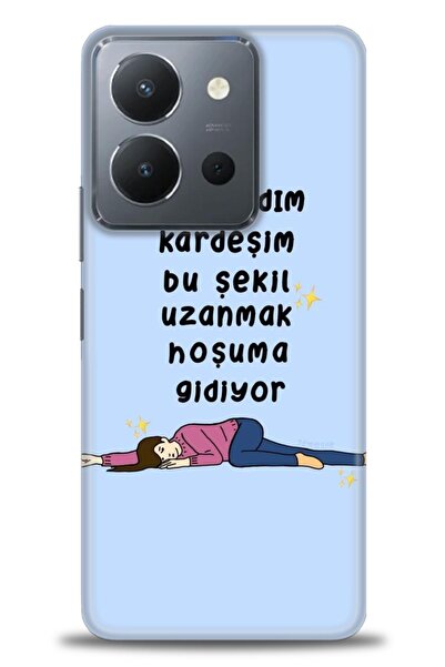 Rulet Aksesuar جراب سيليكون متوافق مع هاتف Vivo Y36 HD مطبوع + واقي شاشة سيرا...